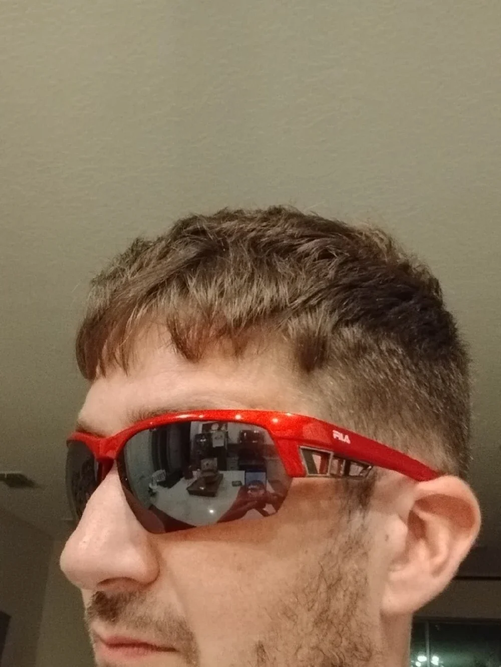 Vintage Fila Half Rim Sunglasses Red With Dark Gray Lenses